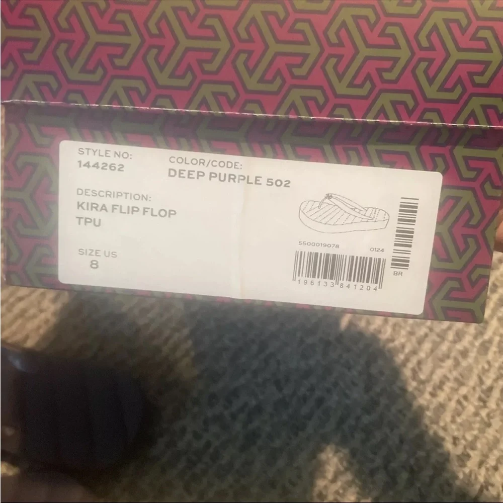 NWB Tory Burch Kira Thin Flip Flops, Size 8 Color Deep Purple 502 - Picture 7 of 11